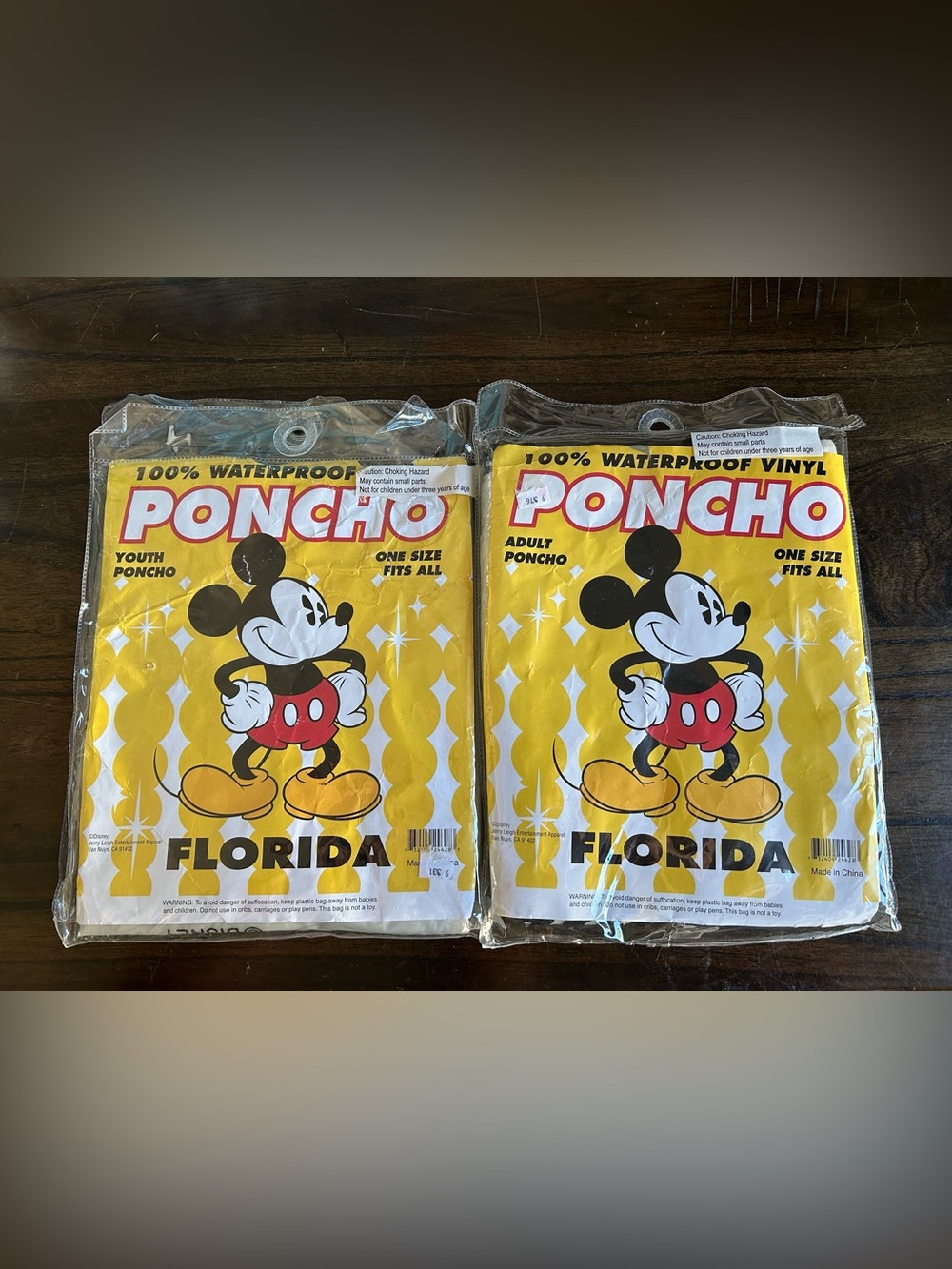 Mickey Mouse Yellow Waterproof Poncho -1 youth & 1 adult